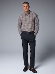 Black Soft Touch Belted Textured Stretch Chinos Trousers - Image 2 of 9