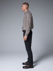 Black Soft Touch Belted Textured Stretch Chinos Trousers - Image 4 of 9