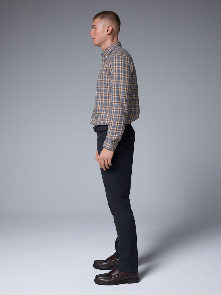 Black Soft Touch Belted Textured Stretch Chinos Trousers - Image 4 of 9