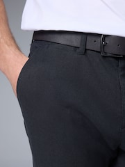 Black Soft Touch Belted Textured Stretch Chinos Trousers - Image 5 of 9