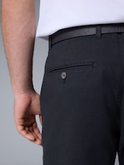 Black Soft Touch Belted Textured Stretch Chinos Trousers - Image 6 of 9