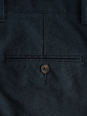 Navy Blue Soft Touch Belted Textured Stretch Chinos Trousers - Image 9 of 9