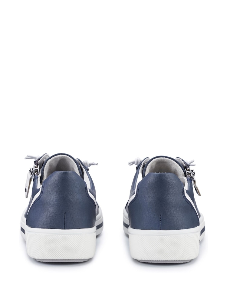 Hotter Navy Wide Fit Leo Lace-Up/Side Zip Trainers - Image 4 of 4