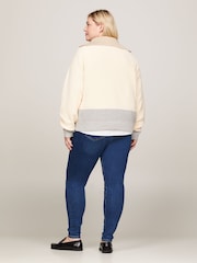 Tommy Hilfiger Cream Curve Half Zip Sweater - Image 2 of 5