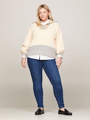Tommy Hilfiger Cream Curve Half Zip Sweater - Image 4 of 5