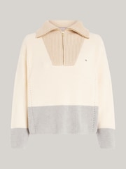 Tommy Hilfiger Cream Curve Half Zip Sweater - Image 5 of 5