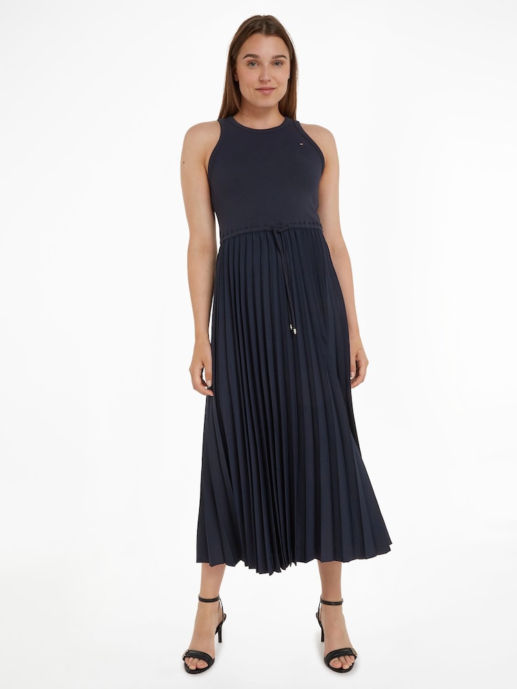 Tommy Hilfiger Blue Rib Tank Pleated Dress - Image 1 of 6