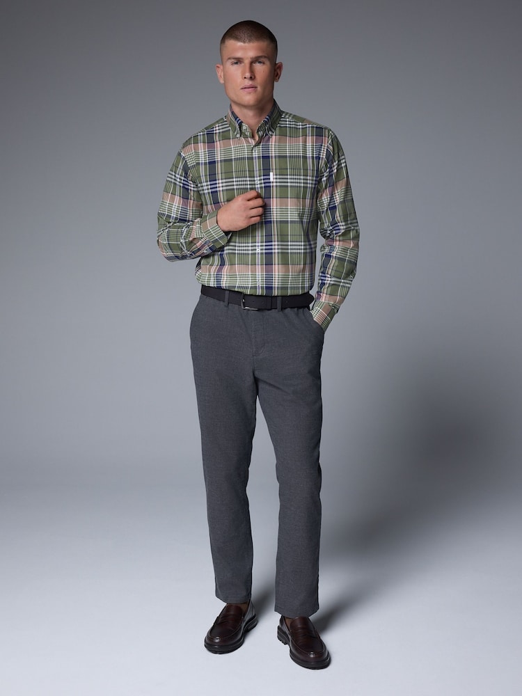 Grey Soft Touch Belted Textured Stretch Chinos Trousers - Image 2 of 10