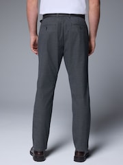 Grey Soft Touch Belted Textured Stretch Chinos Trousers - Image 3 of 10