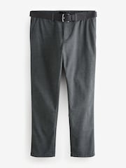 Grey Soft Touch Belted Textured Stretch Chinos Trousers - Image 7 of 10