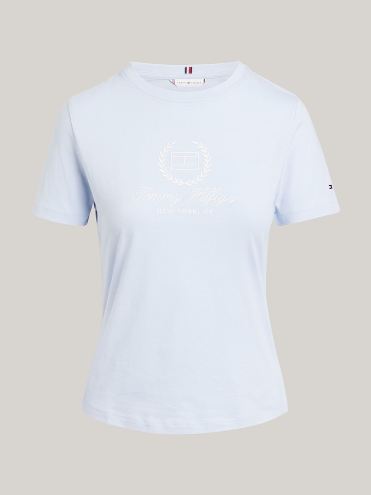 Tommy Hilfiger Blue 100% Cotton Crest Logo T-Shirt - Image 5 of 5