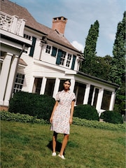 Tommy Hilfiger Pleated Print White Dress - Image 1 of 8