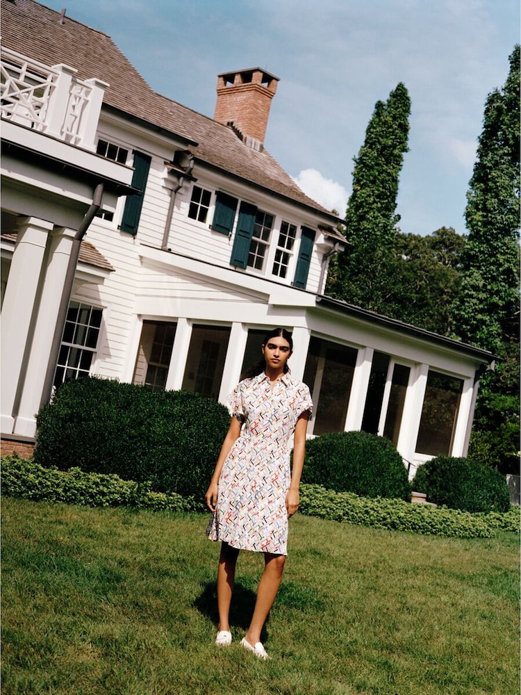 Tommy Hilfiger Pleated Print White Dress - Image 1 of 8
