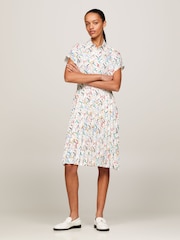 Tommy Hilfiger Pleated Print White Dress - Image 3 of 8