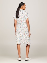 Tommy Hilfiger Pleated Print White Dress - Image 4 of 8
