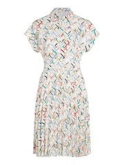 Tommy Hilfiger Pleated Print White Dress - Image 6 of 8