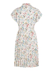 Tommy Hilfiger Pleated Print White Dress - Image 7 of 8