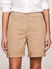 Tommy Hilfiger Brown Cotton Blend Chino Shorts - Image 1 of 5