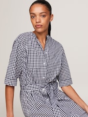 Tommy Hilfiger Blue Gingham Midi Shirt Dress - Image 3 of 4