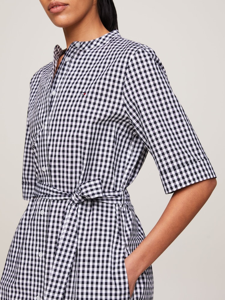 Tommy Hilfiger Blue Gingham Midi Shirt Dress - Image 4 of 4