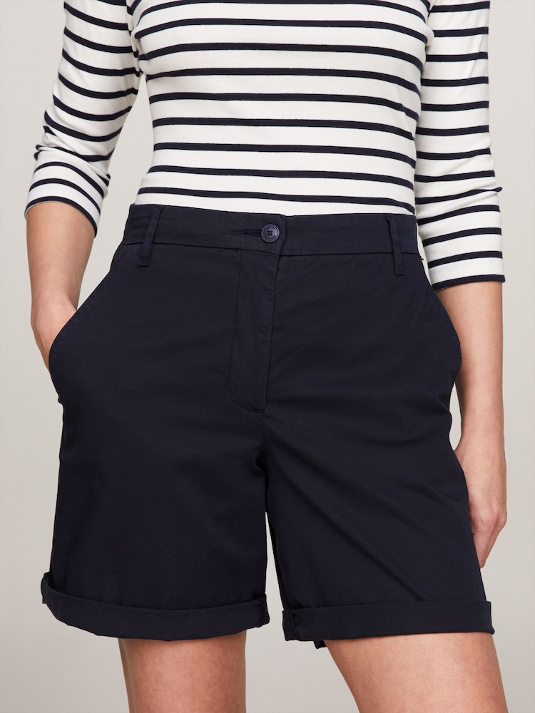 Tommy Hilfiger Blue Cotton Blend Chino Shorts - Image 1 of 5 Tommy Hilfiger Blue Cotton Blend Chino Shorts - Image 1 of 5