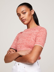 Tommy Hilfiger Red Marle Light Rib Sweater - Image 1 of 5