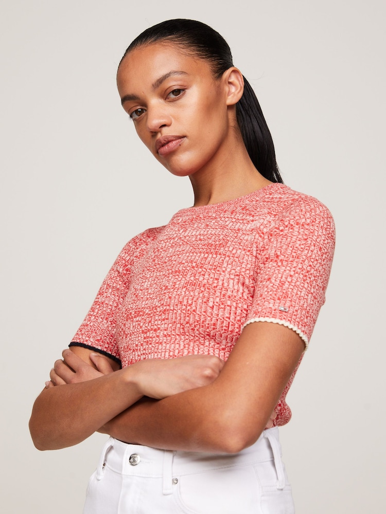 Tommy Hilfiger Red Marle Light Rib Sweater - Image 1 of 5
