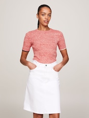 Tommy Hilfiger Red Marle Light Rib Sweater - Image 4 of 5