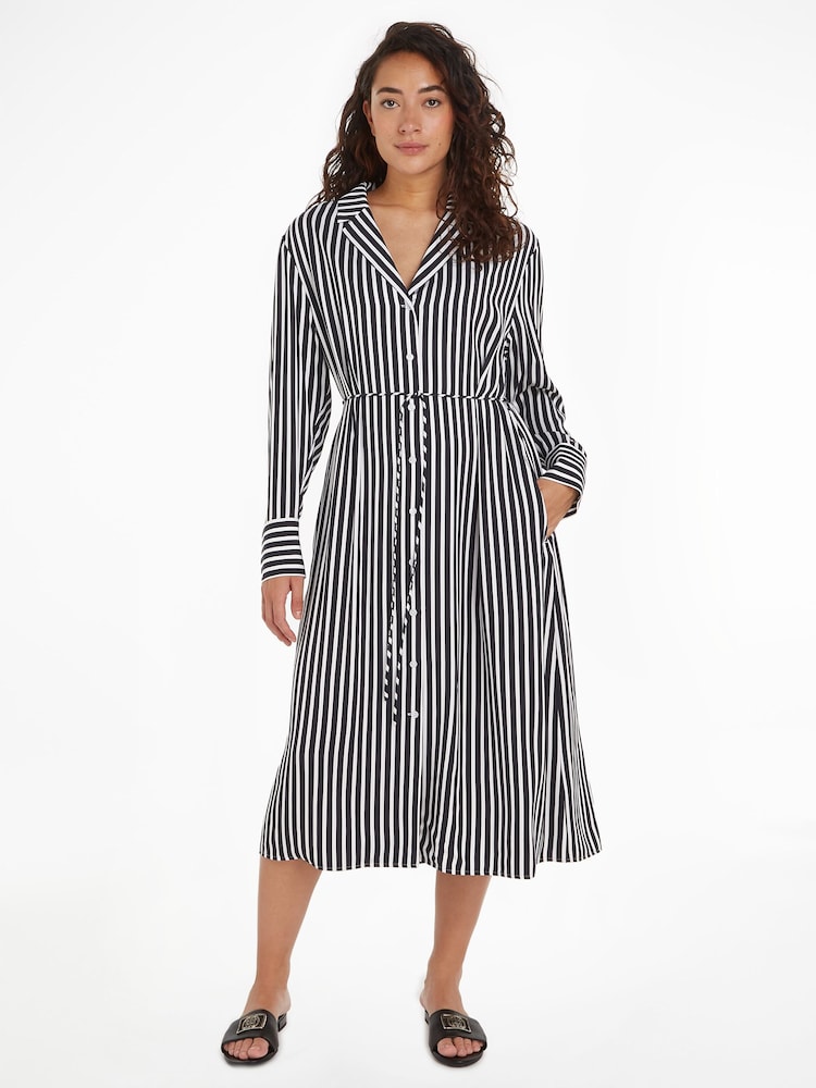 Tommy Hilfiger Blue Stripe Midi Shirt Dress - Image 2 of 7