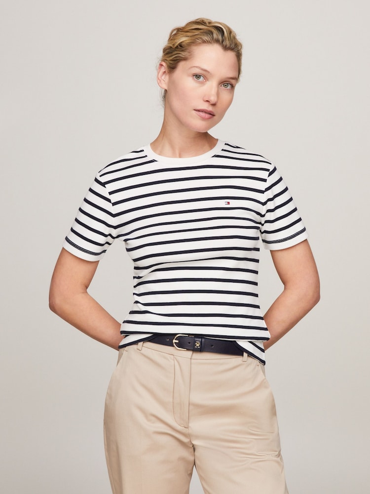 Tommy Hilfiger Black/White Slim Fit 100% Cotton Cody T-Shirt - Image 1 of 6