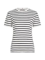Tommy Hilfiger Black/White Slim Fit 100% Cotton Cody T-Shirt - Image 4 of 6