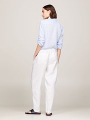 Tommy Hilfiger White Casual Linen Taper Joggers - Image 2 of 5