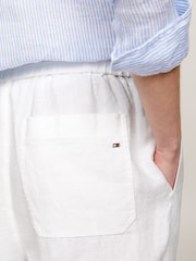 Tommy Hilfiger White Casual Linen Taper Joggers - Image 3 of 5