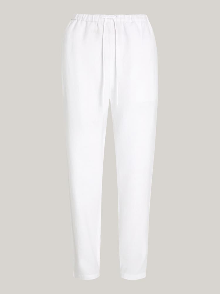 Tommy Hilfiger White Casual Linen Taper Joggers - Image 5 of 5