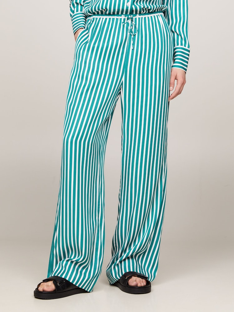 Tommy Hilfiger Green Fluid Stripe Trousers - Image 1 of 5