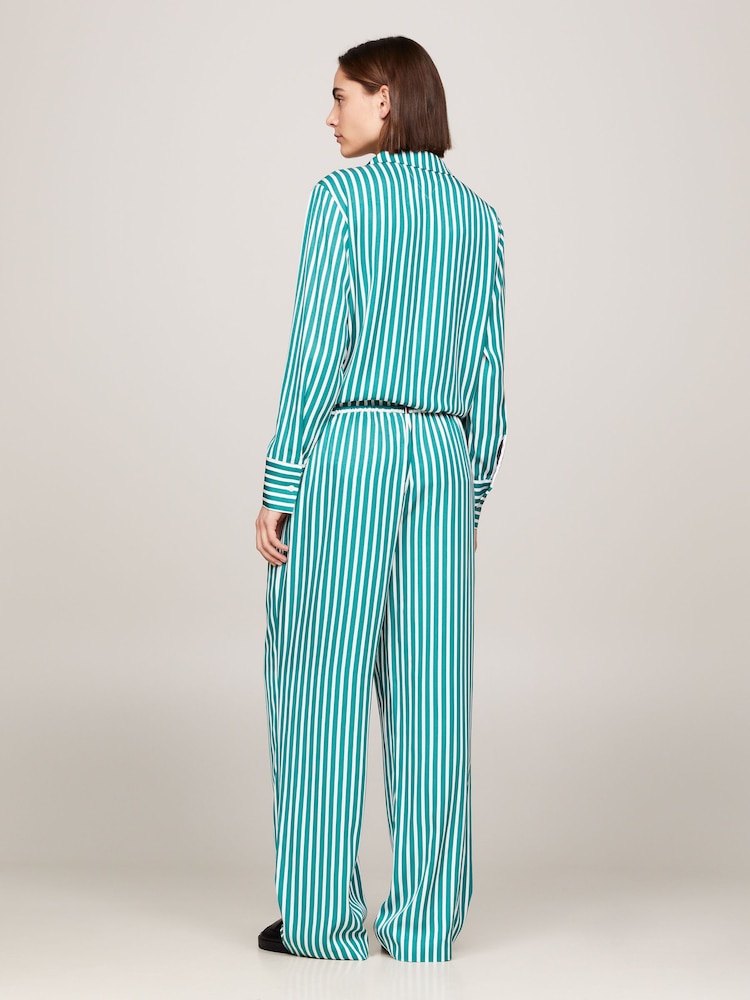 Tommy Hilfiger Green Fluid Stripe Trousers - Image 2 of 5