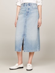 Tommy Hilfiger Blue Denim Midi Straight Skirt - Image 1 of 5