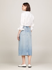 Tommy Hilfiger Blue Denim Midi Straight Skirt - Image 2 of 5