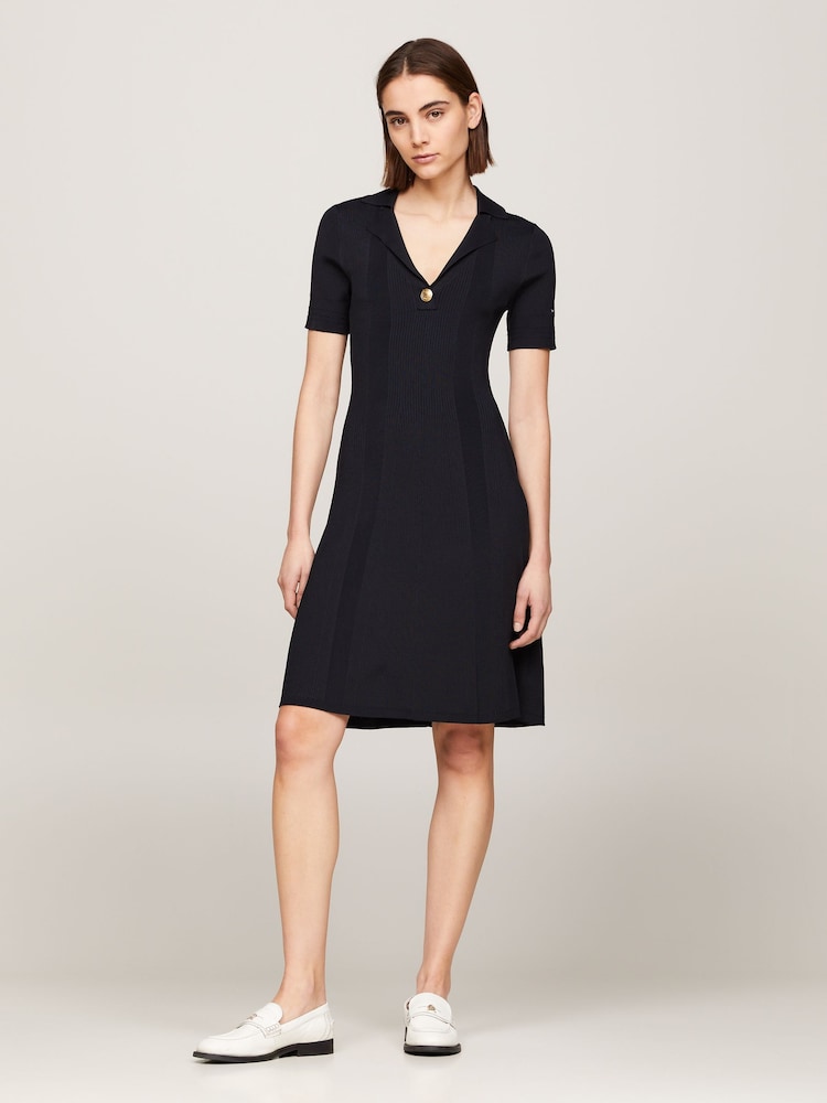 Tommy Hilfiger Blue Rib Button Sweater Dress - Image 1 of 6