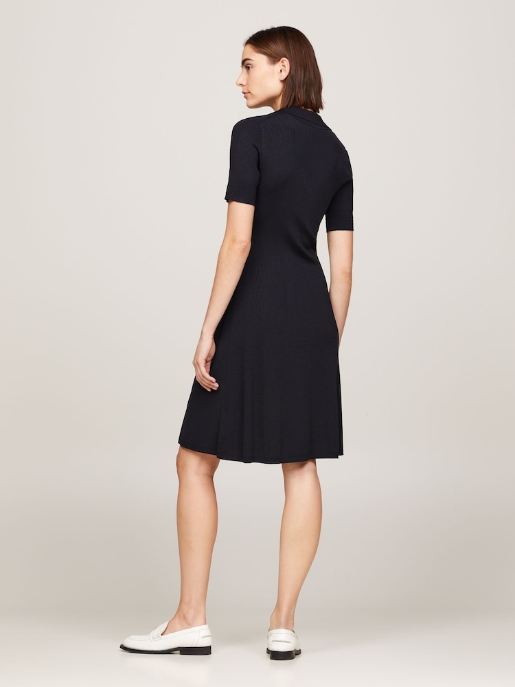 Tommy Hilfiger Blue Rib Button Sweater Dress - Image 2 of 6