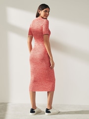 Tommy Hilfiger Red Marle Light Rib Polo Midi Dress - Image 2 of 5