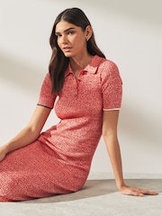 Tommy Hilfiger Red Marle Light Rib Polo Midi Dress - Image 3 of 5