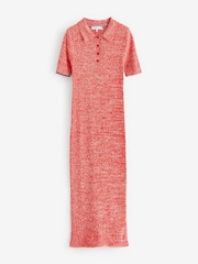 Tommy Hilfiger Red Marle Light Rib Polo Midi Dress - Image 5 of 5