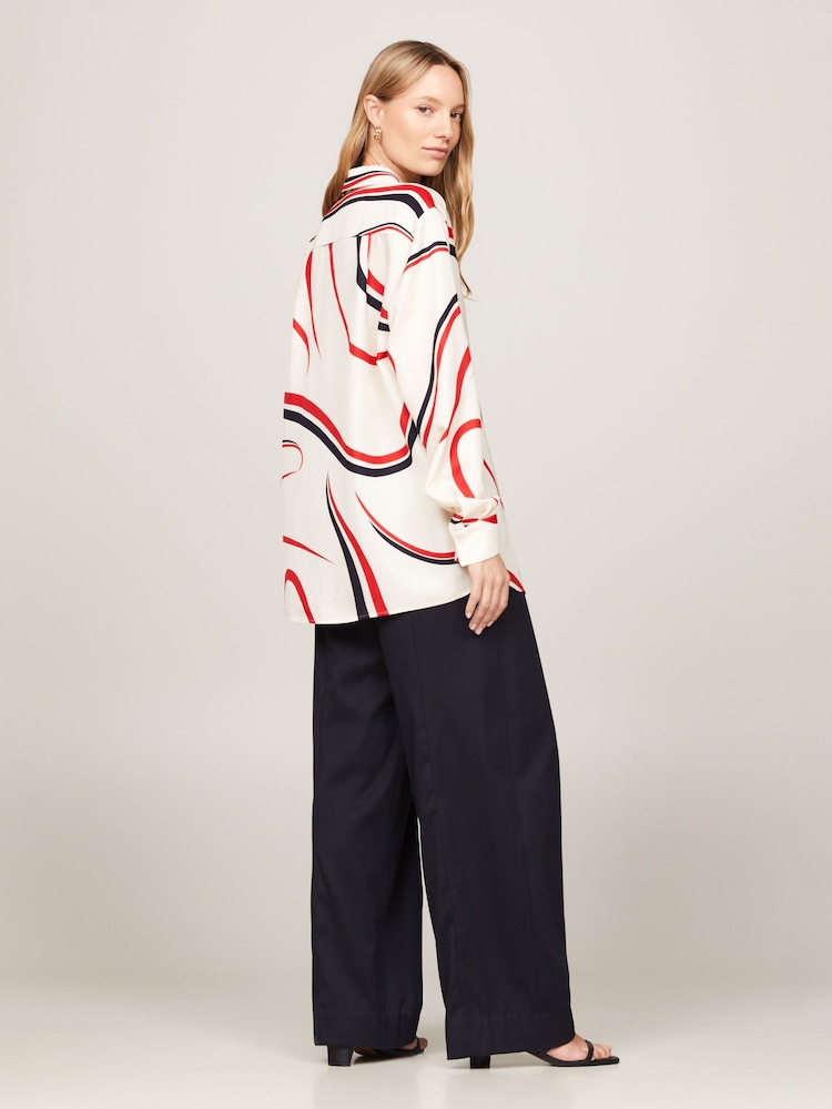Tommy Hilfiger Cream Ribbon Print Relaxed Shirt - Image 2 of 6