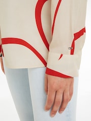 Tommy Hilfiger Cream Ribbon Print Relaxed Shirt - Image 3 of 6
