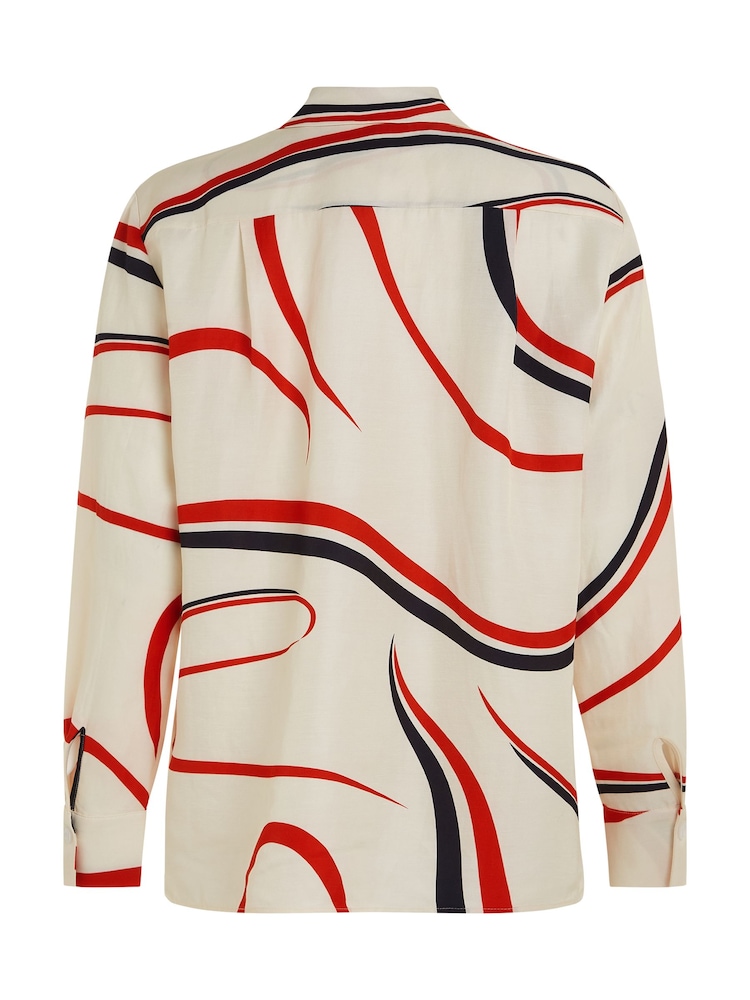 Tommy Hilfiger Cream Ribbon Print Relaxed Shirt - Image 6 of 6