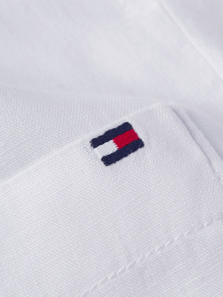 Tommy Hilfiger White Short Sleeve 100% Linen Shirt - Image 6 of 6