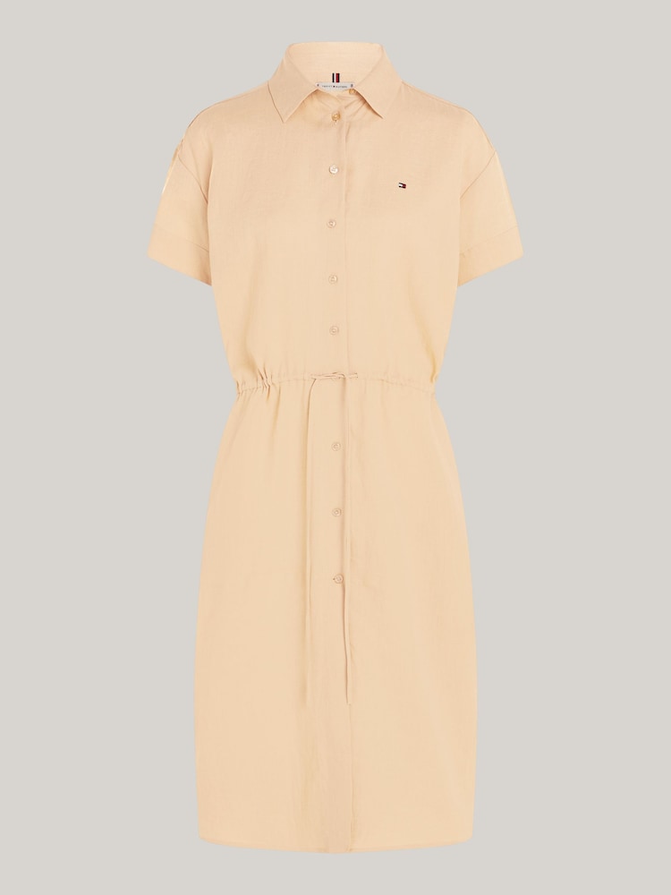 Tommy Hilfiger Brown 100% Linen Midi Shirt Dress - Image 10 of 10