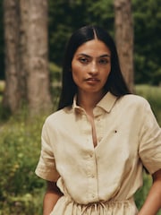 Tommy Hilfiger Brown 100% Linen Midi Shirt Dress - Image 2 of 10