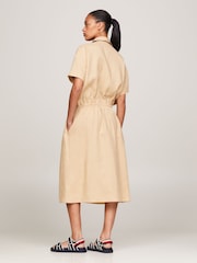Tommy Hilfiger Brown 100% Linen Midi Shirt Dress - Image 7 of 10